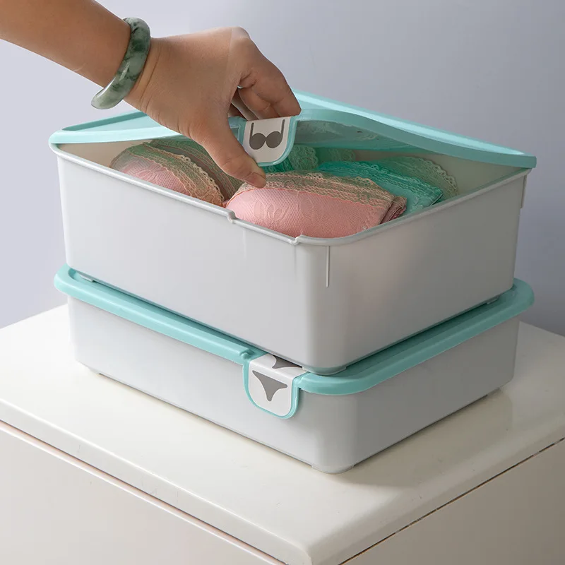 Drawer Organizers Plastic Underwear Storage Box Desktop Bra Socks Panties Organizer with Cover