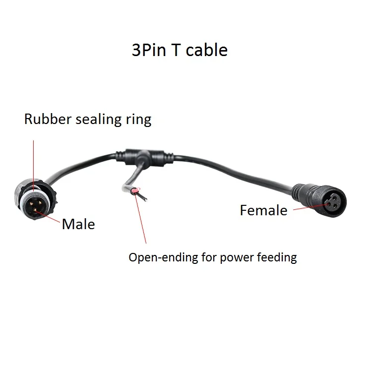 3pin 4pin 5pin 20AWG наружный водонепроницаемый Т-образный кабельный разъем для Пиксельной светодиодной подсветки
