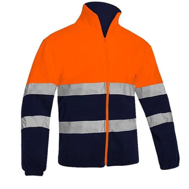 Patchwork reflective strip with fleece work coat night rescue fleece safety suit