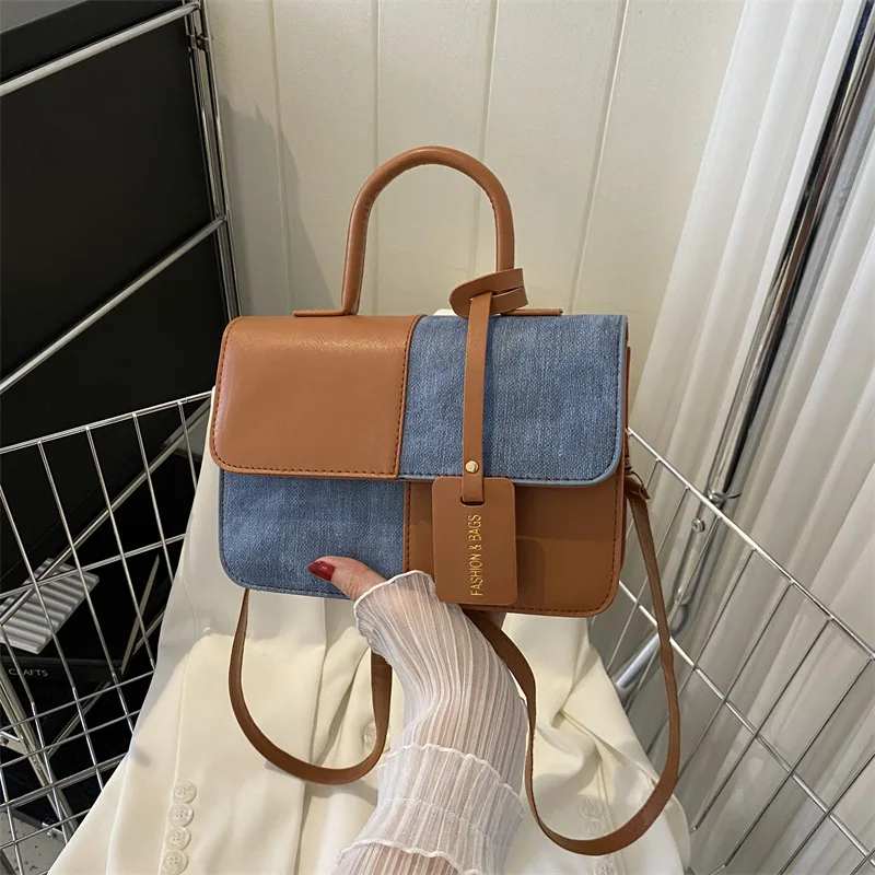 Wholesale Splice Shoulder Bags Fashion PU Leather Ladies Handbags Square Underarm Crossbody Bag Block