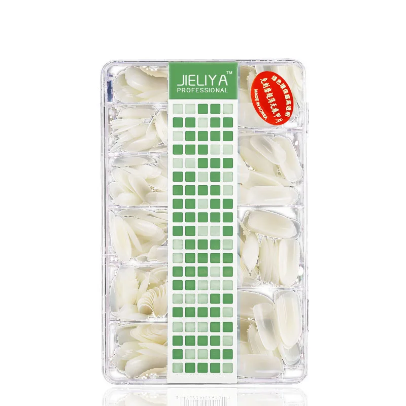 JIELIYA French Acrylic UV Gel Art Tips 500 Pcs/box Nails Half Full French False Nail Clear Natural False Point Nails
