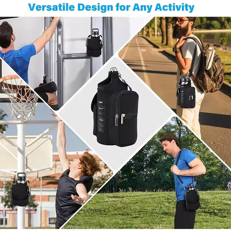 Custom Wholesale 5 Built-in Magnetic Gym Bag Waterproof Multifunctional Water Bottle Holder with Phone Pockets for Men Women