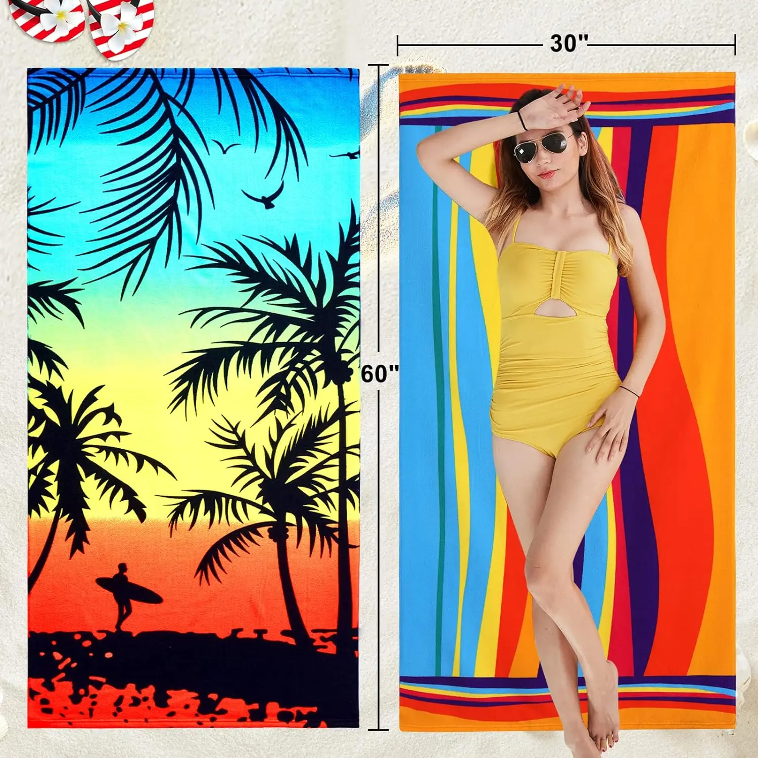 Customize Microfiber Beach Towel Sand Free Towels Travel Swim Pool Yoga Gym Camping Beach Essentials Accessories Vacation Gift