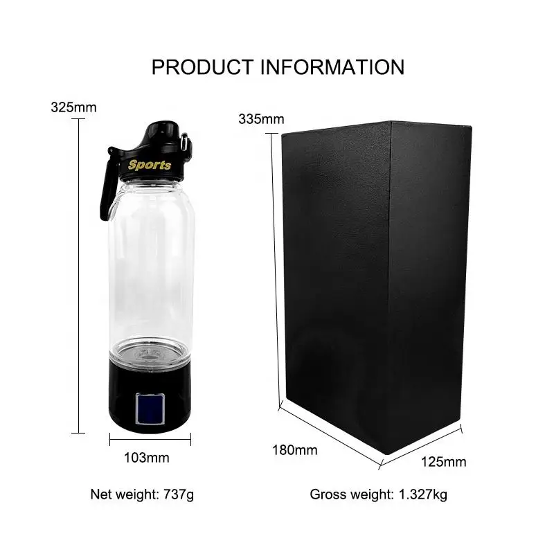 Factory Price Hydrogen Water Bottle Glass 1000ml New Design Portable h2 Rich Water Bottle Hydrogen Water Machine Generator