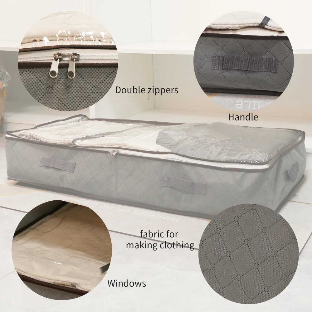 Foldable Sturdy Zippers Large Capacity Clothes Bag Blankets Under Bed Storage