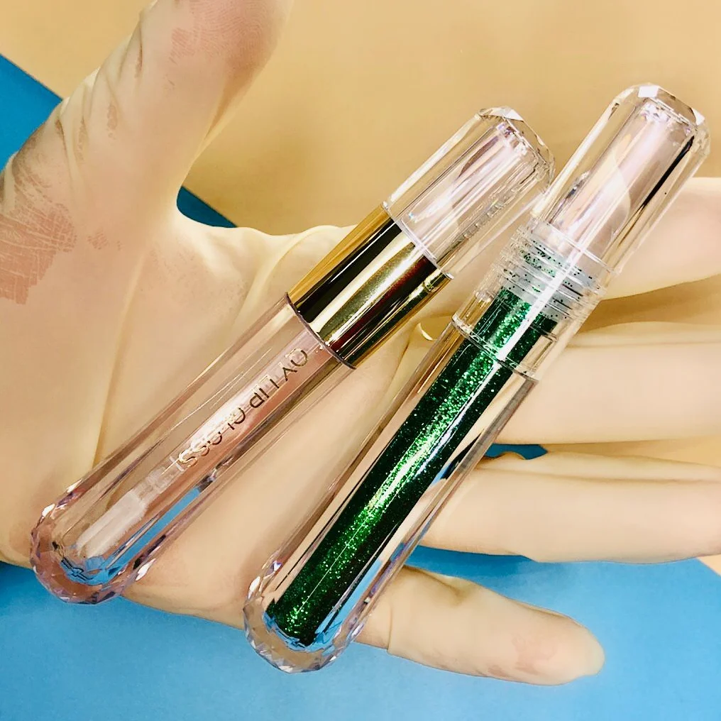 Transparent clear container acrylic cute empty lip gloss tube custom lipgloss packaging