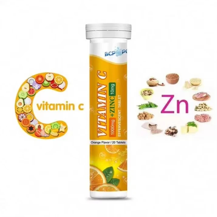 Wellbody OEM/ODM Vitamin C +Zinc orange flavor for skin glowing beauty vitamins supplement vitamin c Effervescent Tablets