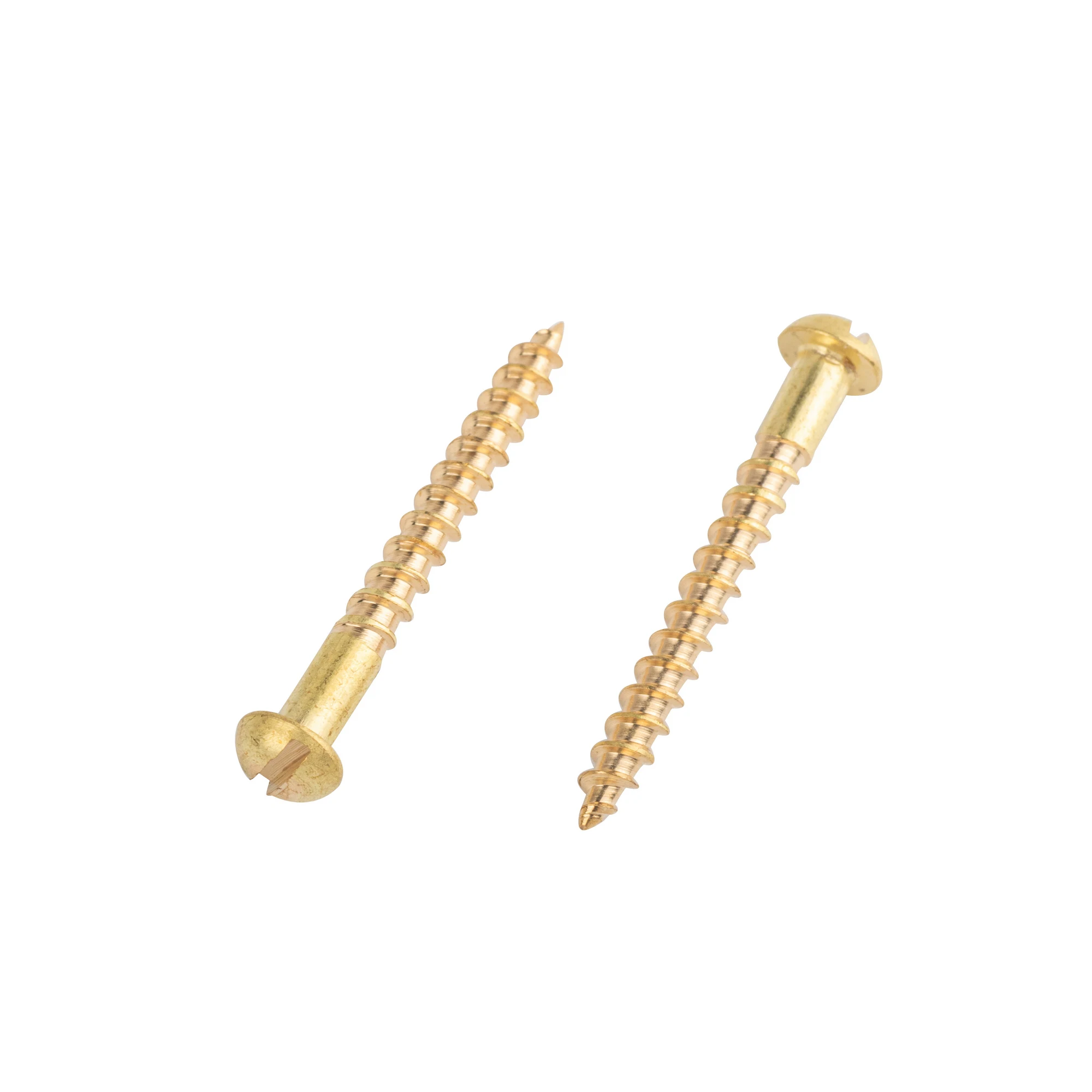 Round head slotted drive half thread zinc plated wood screws for wood structure using