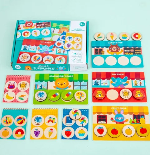 Custom Wooden battle games for kids Baby Toddlers store matching toys Thinking and reaction ability training card games Set