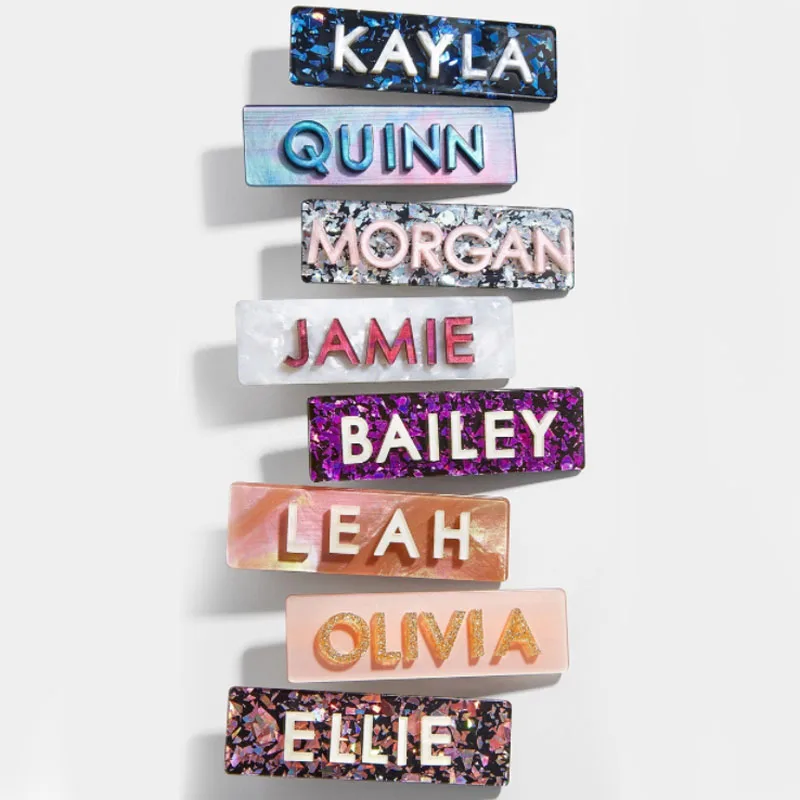 2021 Acetate Resin Hair Clip Custom Name Wide Acrylic Hairpins