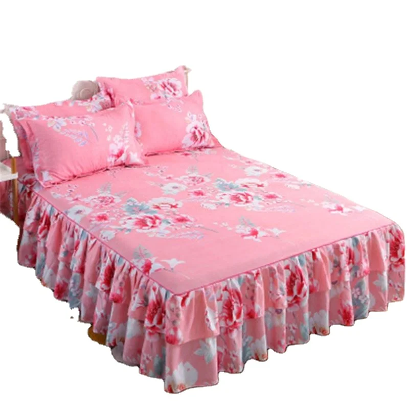 3PCS/Set Decor Home Brand Bed Sheets Bed Textile Bedding Flat Sheet Flower Bed Sheet+ Pillow Covers Pillow Soft Warm Bedsheets