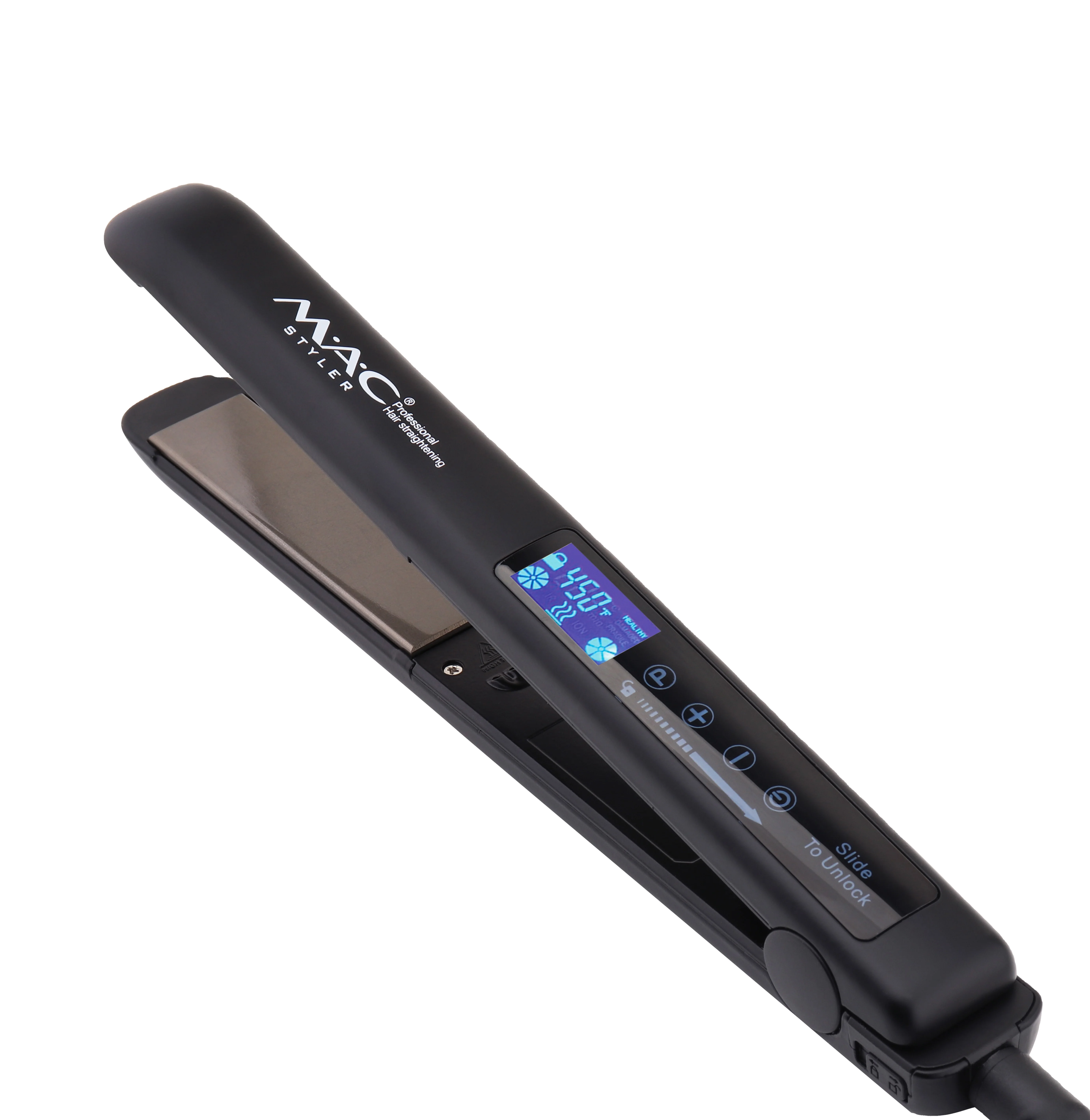 Touch Sensitive Screen 2 In 1 Professional Salon Barber Flat Iron Titanium LCD Customizable Logo Hair Straightener