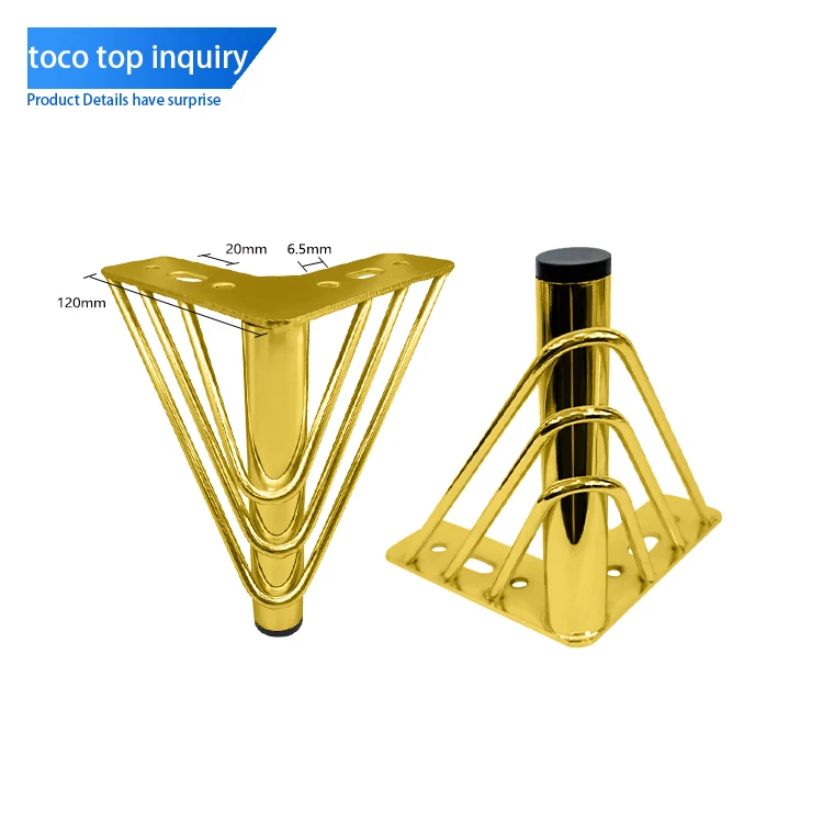 Toco New Metal Oblique Cone Black Industrial Furniture Accessories Sofa Tube Legs Gold Chrome Cast Iron Table Cabinet Chair Feet