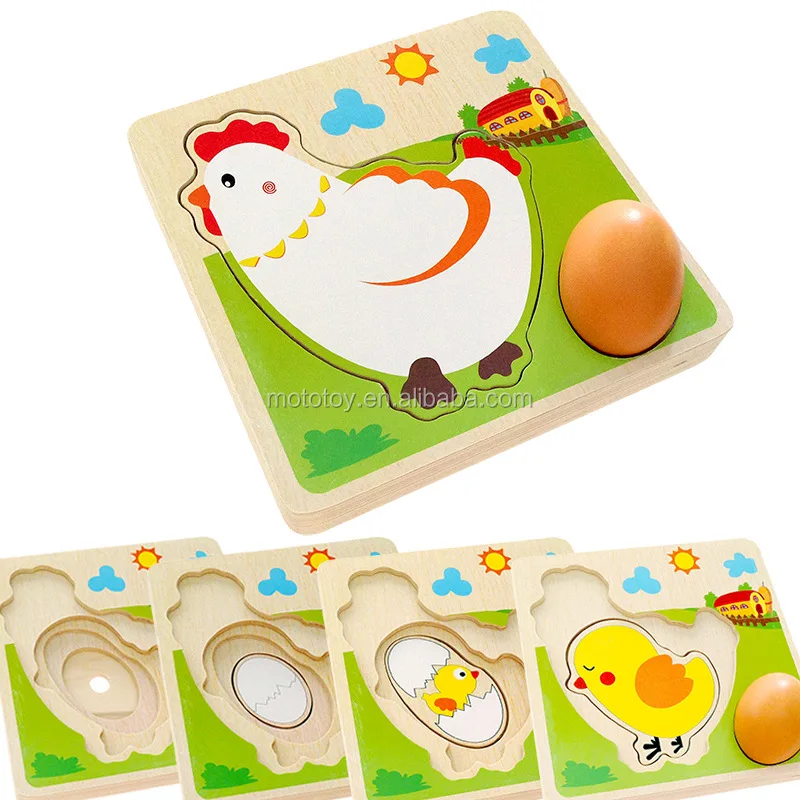 Kids Educational Toys Montessori New Early Chick Hen Growing Egg Laying Process Puzzle Jigsaw Kindergarten Preschool Education