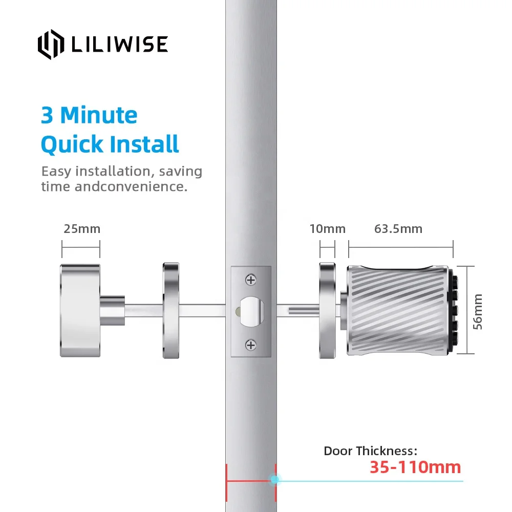 Fingerprint Smart Biometric Lock Quick Access Keyless Metal Security Anti-Theft Door Lock
