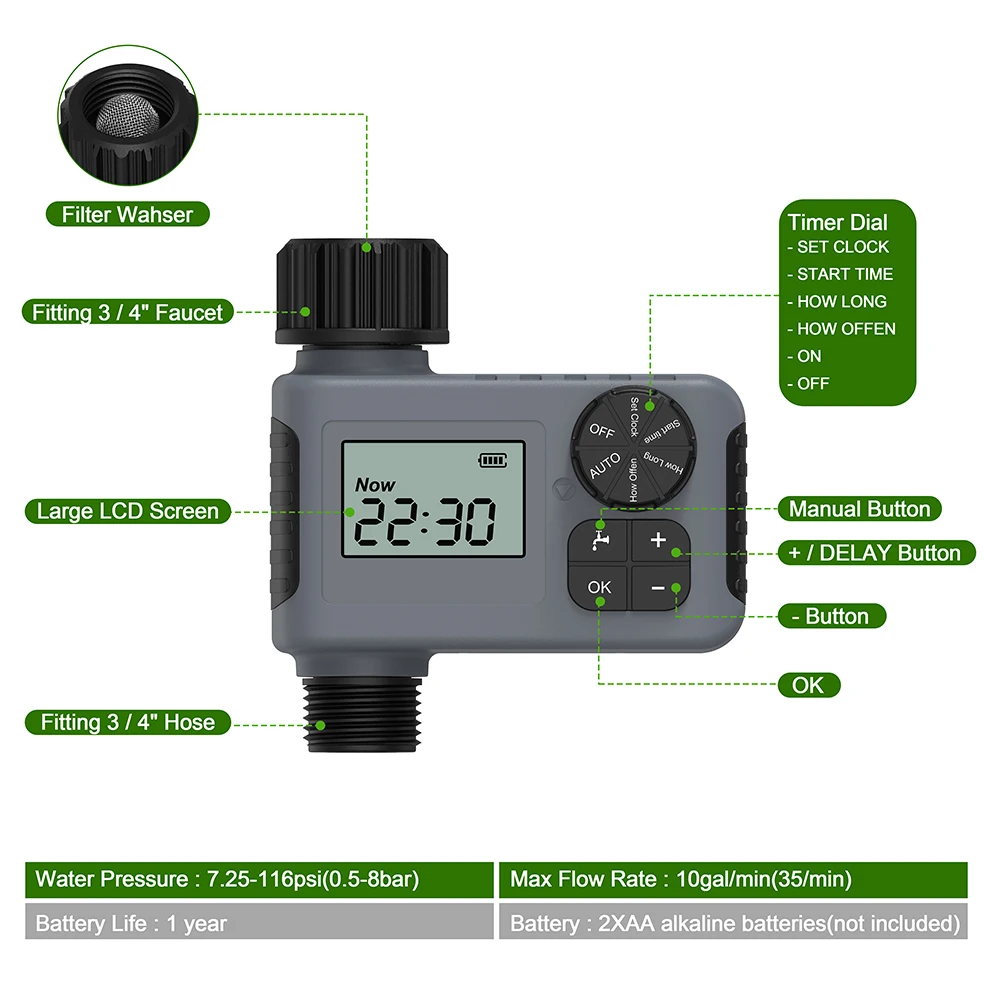 New Arrivals SGW05 Waterproof Large screen Garden Timing Irrigation Remote Automatic Watering Device
