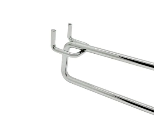 Pegboard Metal Trough Plate Chrome Double Galvanized slat wall Hook Zinc Supermarket Display Shelf Hooks