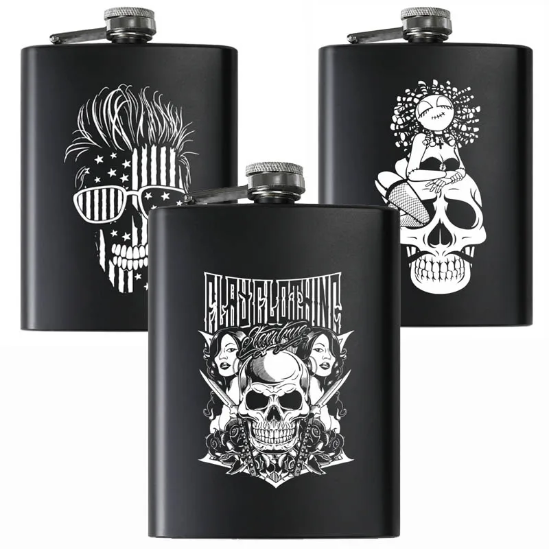 Manufacturer Wholesale 8oz Custom Logo Leak Proof Mini Flasks Travel Matte Black Stainless Steel Whiskey Hip Flask