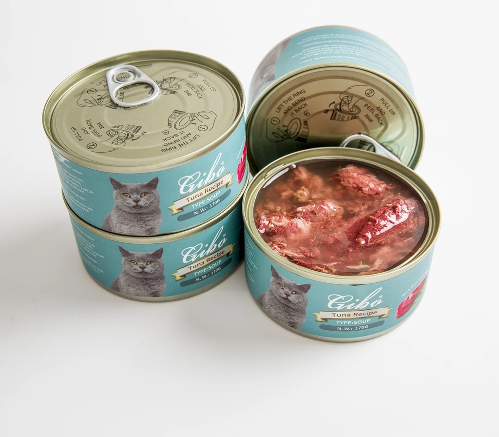 Factory Supply GIBO Brand High Quality Cat Canned Food Shreds in Gravy Treats Meat Pet Snack Tuna Flavor 170g