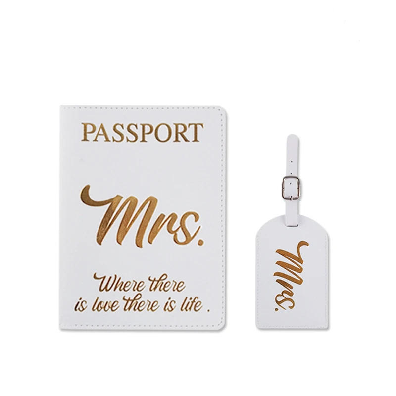 Mr and Mrs Luggage Tags & Passport Holder Set Cool Bridal Shower Gifts unique 2024 Wedding Gifts for couples