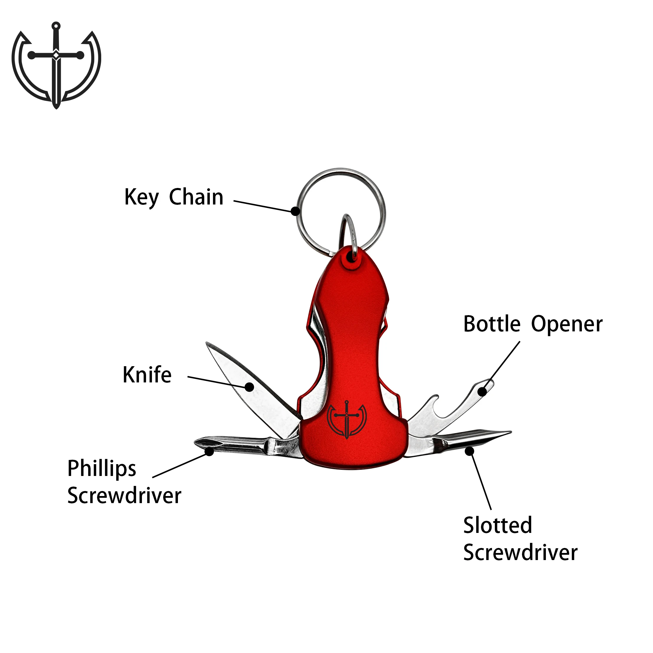 Mini Key Chain Multi Function Tools everyday carry black color Bottle Opener tool with LED Light