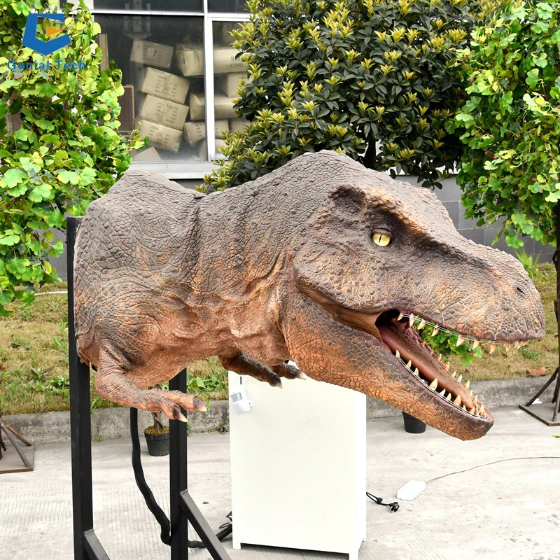 SGD10 Wall Mounted T-Rex Dinosaur Head Silicone Dinosau T-rex Animatronic Model For Shopping Mall Decoration