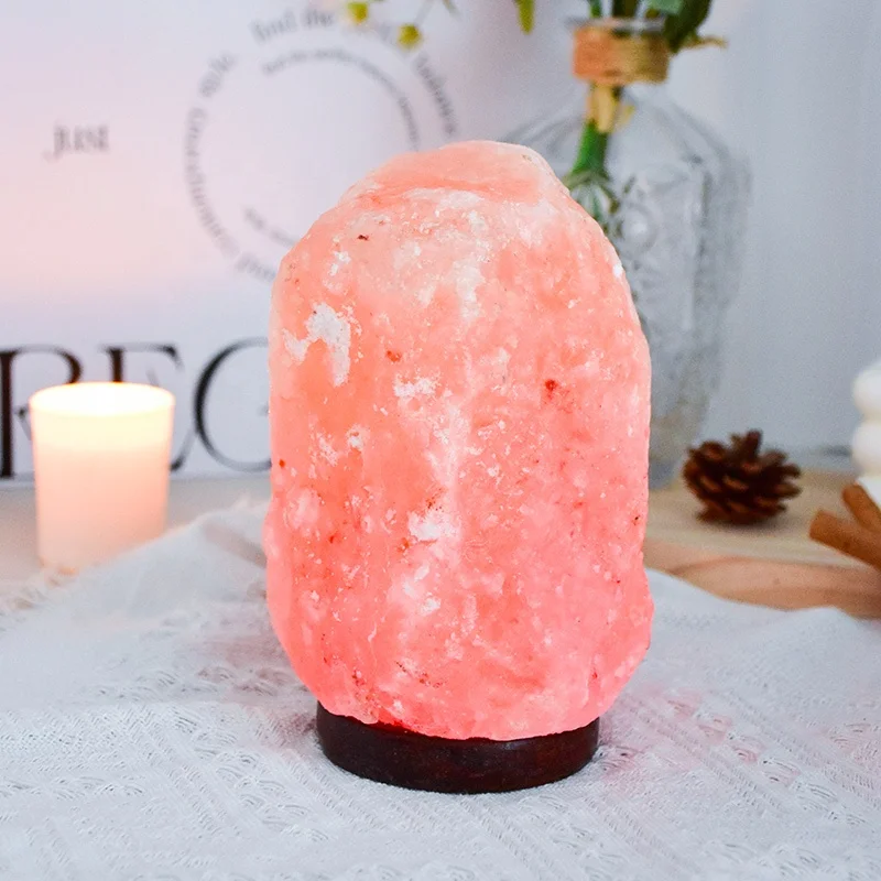 100% Authentic Natural Himalayan Salt Lamp; Large Hand Carved Natural Chunk Pink Crystal Rock Salt Lamp