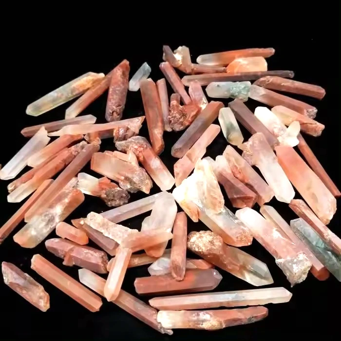 Unprocessed Natural Red Crystal Rough Strip Quartz Crystal Stone point For Decoration
