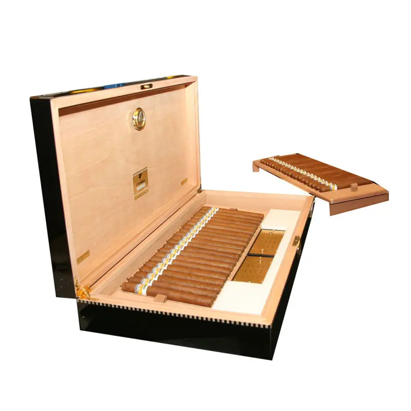 customized black cheap price wooden humidor custom fashion cedar wood cigar box