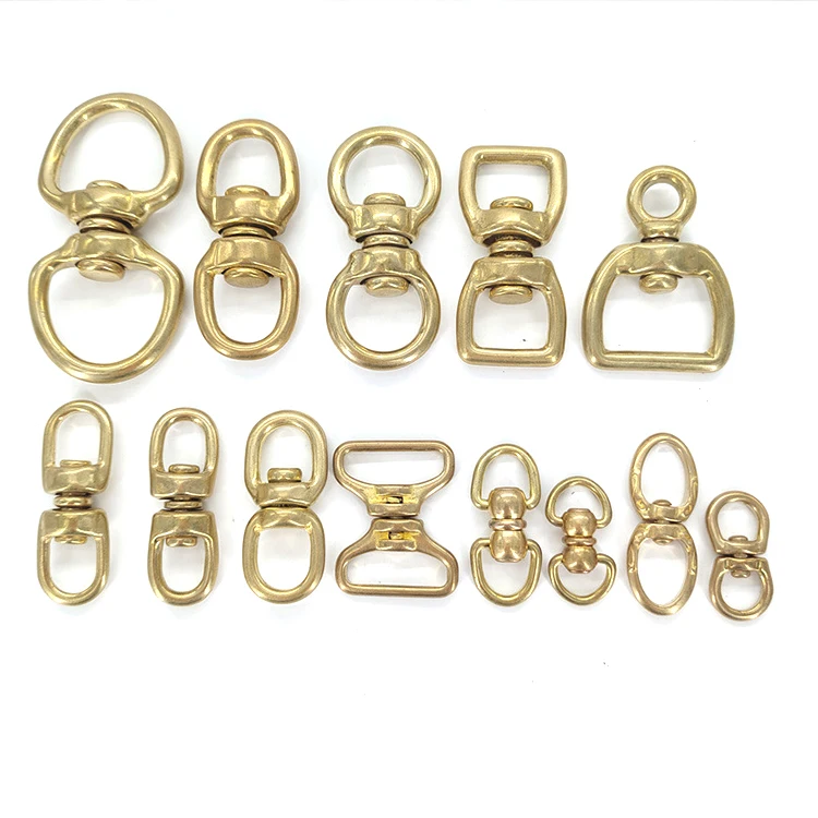 Double Ring Ended Swivel Eye Hooks Solid Brass Eye to Eye Swivel Connector For Leather Craft