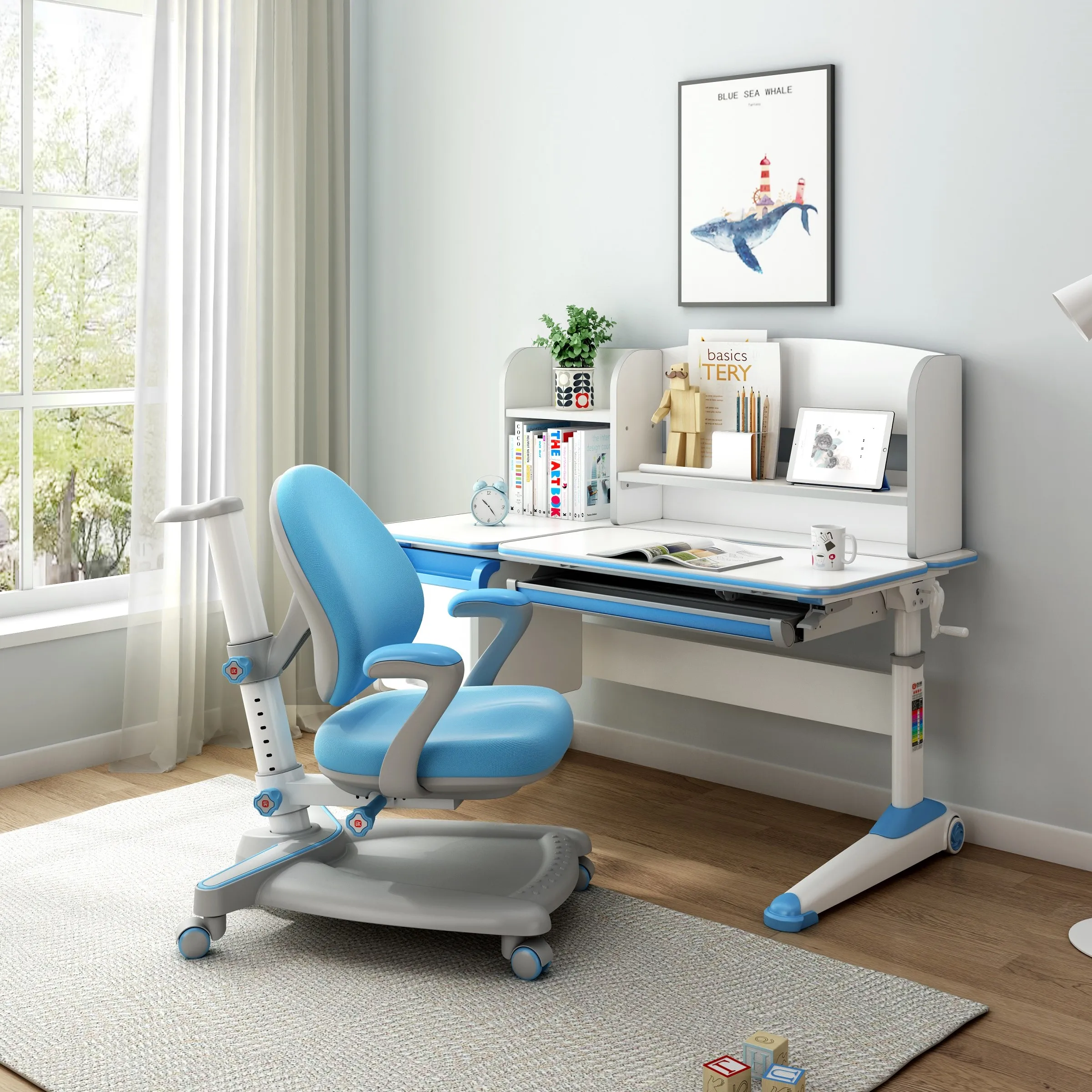 
Hot Sale Children Learning desk Modern Ergonomic Height Adjustable Study Table And Chair For Kids 