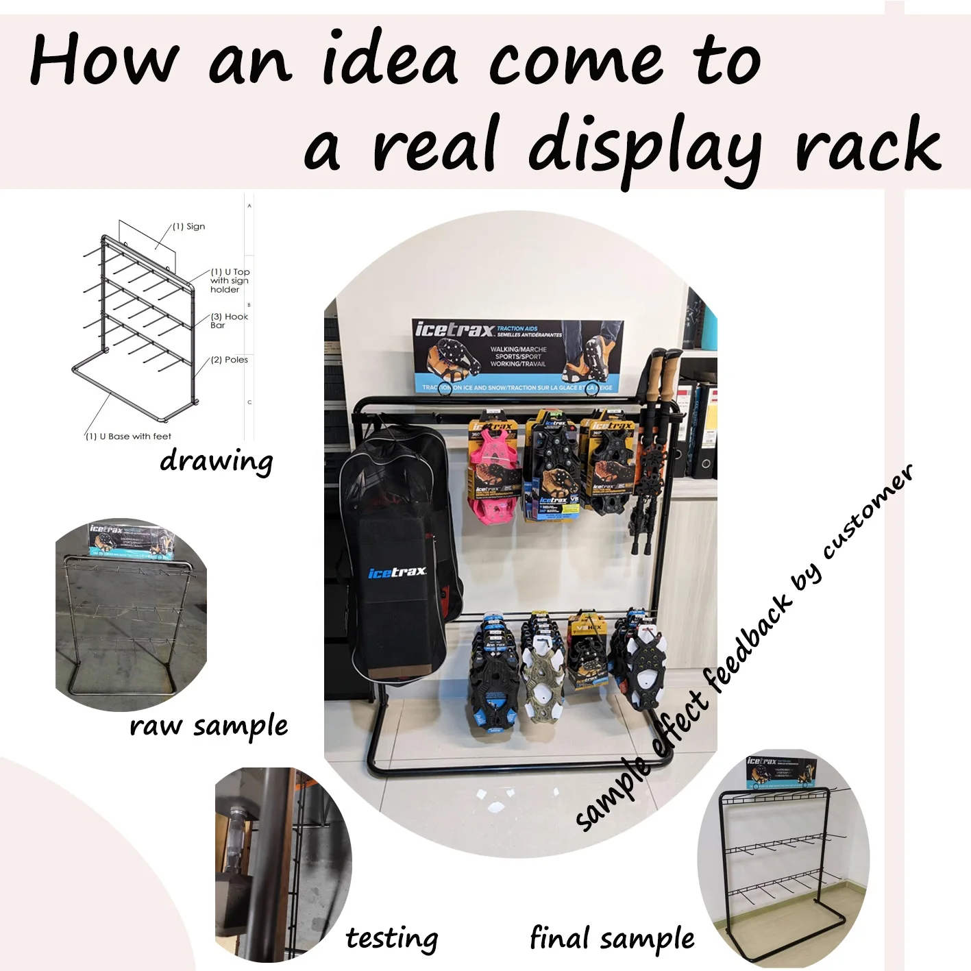 Convenience Floor Storage Wire Shelves Display Stand for Beverage  metal POP shelf display rack