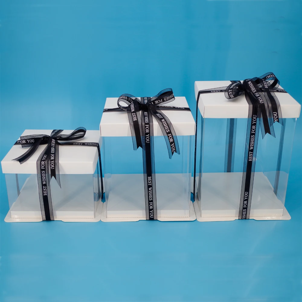 Food Grade Paper Card PET Clear High Transparent Packaging Box For Cake Rose Bear