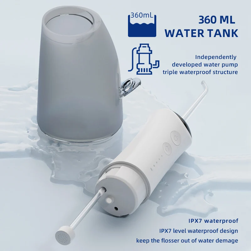 Low MOQ Can Be Customized Water Dental Flossers OEM Portable Oral Irrigator 360ml Transparent Tank IPX7 Electric Water Pick