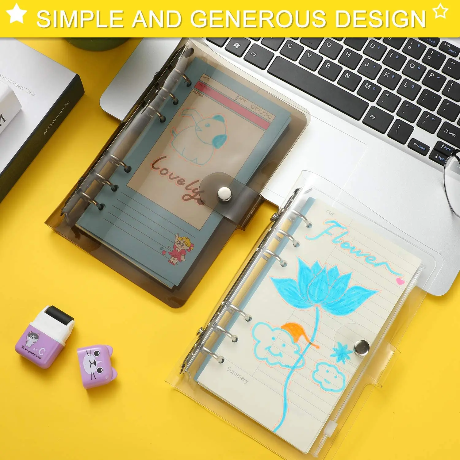 Hot Selling Transparent Soft PVC Ring Binder Loose Leaf  Binder Cover Notebook Cover With Snap Button Closure