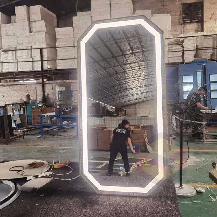 Barber Shop Internet Celebrity Mirror Wall Hanging Hairdressing Single Sided Falling Zone Light Wall Mounted LED MIRROR