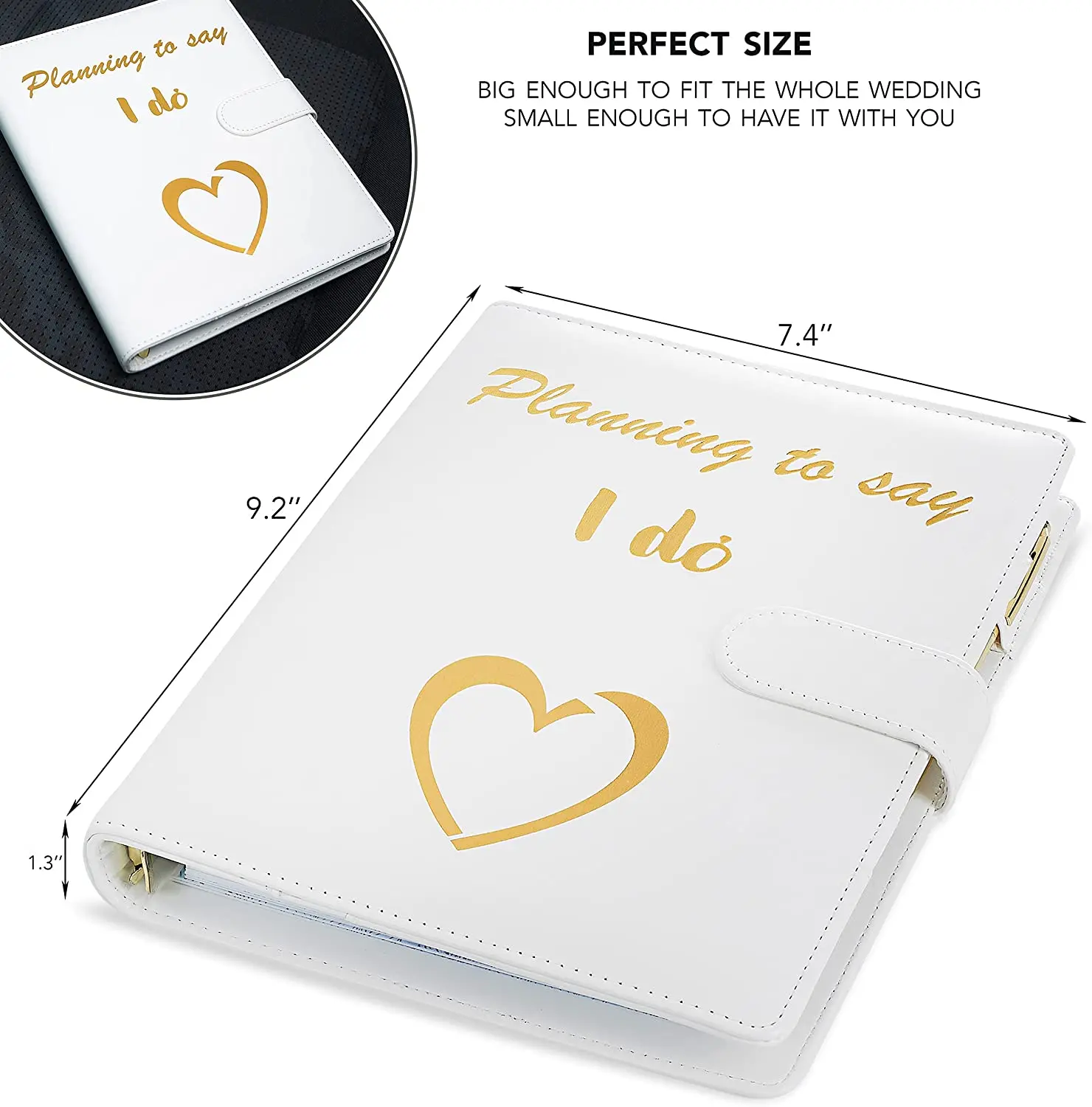 Custom Hardcover Journal Printing Leather Cover 6 Rings Binder Loose Leaf Notebook Wedding Planner Dos Unidades With Pen