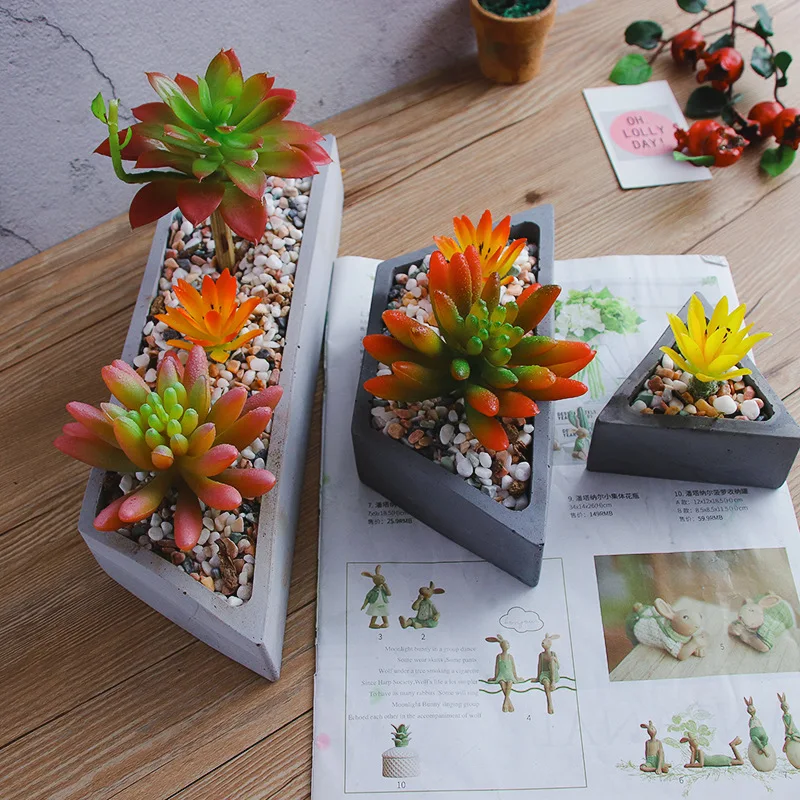 Gypsum cement clay moulds Triangle big planter mold silicone concrete