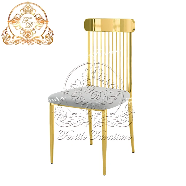 Pink Leather Seat Cushion Gold Stainless Steel Frame Wholesale Luxury Chairs For Events Wedding Party Luxury