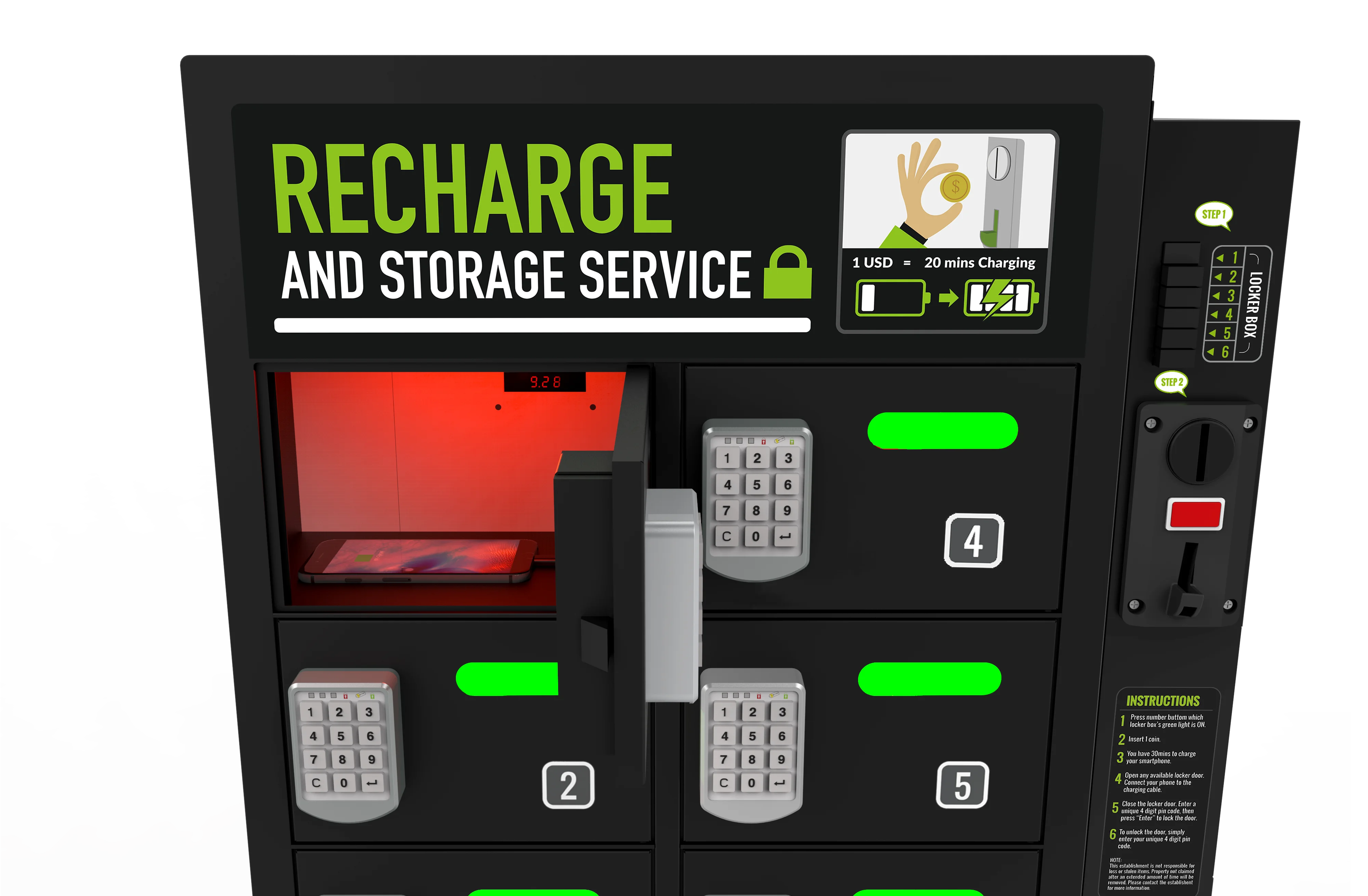Restaurant cell phone charging station kidigi charging station coin operated locks