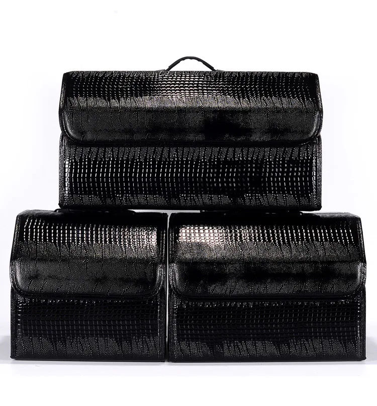 Crocodile leather car trunk storage box large folding vehicle trunk organizer