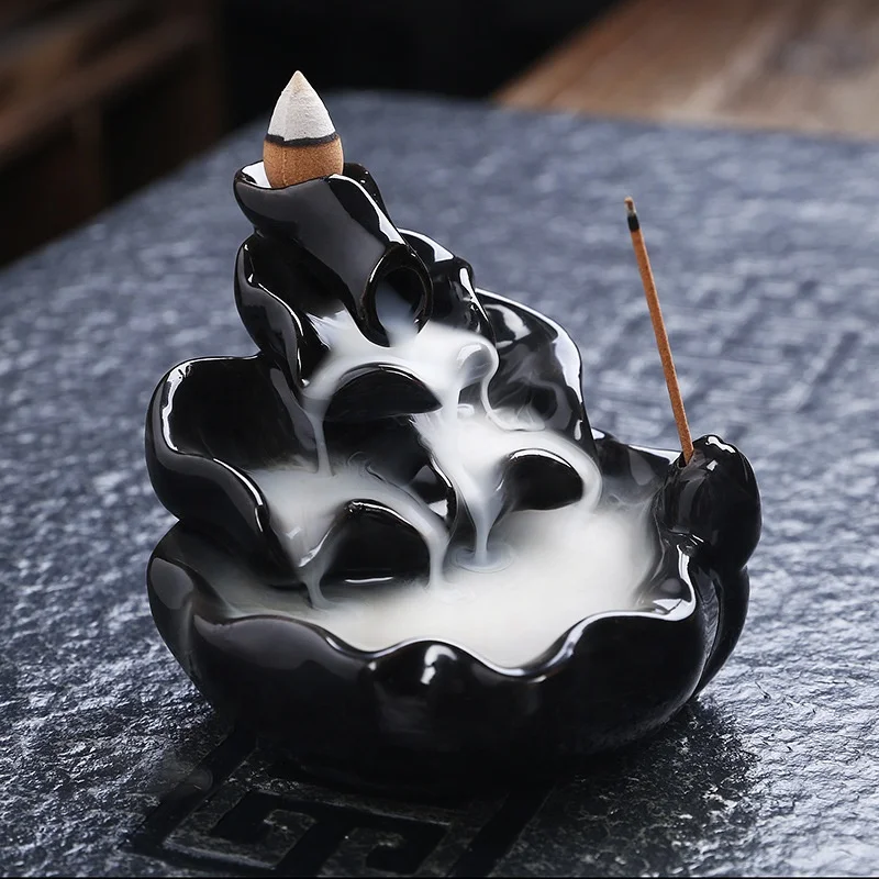 Factory wholesale creative ceramic ornaments incense insert tower incense backflow incense burner