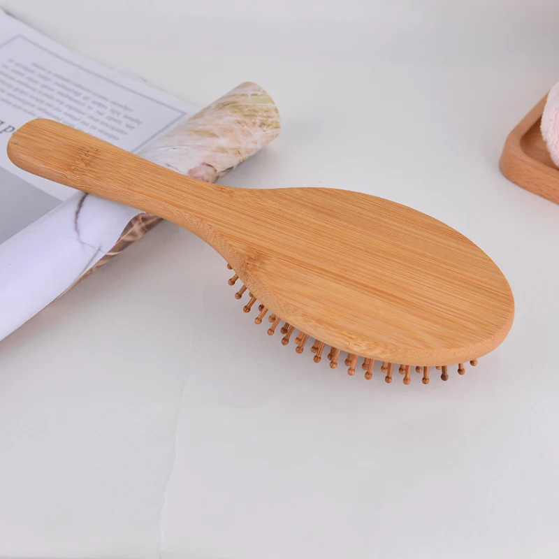 OEM Натуральный экологичный Квадратный Бамбуковый деревянный лопастной массажный шампунь для кожи головы раскладная щетка для волос бамбуковая щетка для волос с фирменным логотипом