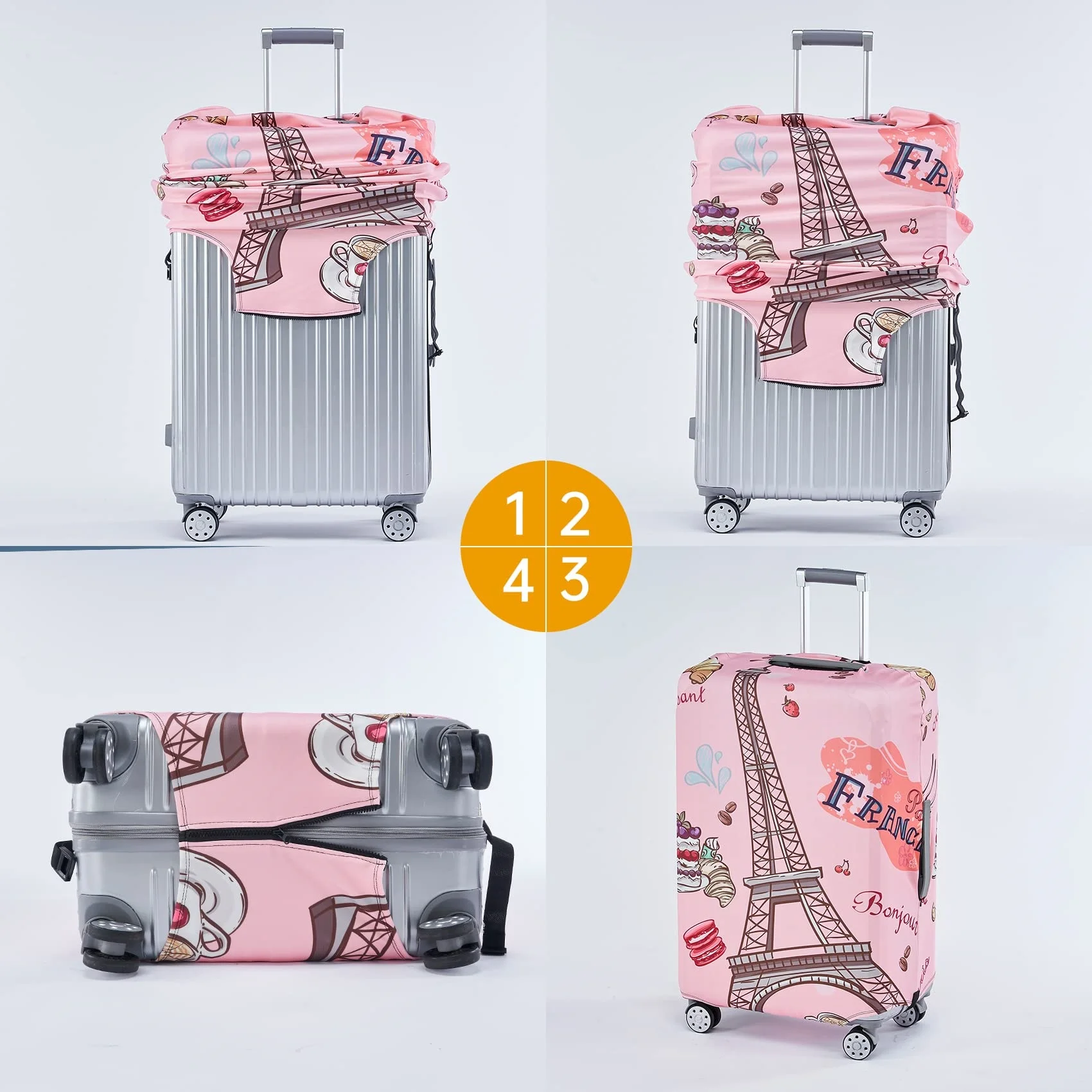 Customize unique durable invisible zipper washable anti scratch dirty tear multisize color design luggage suitcase cover protect