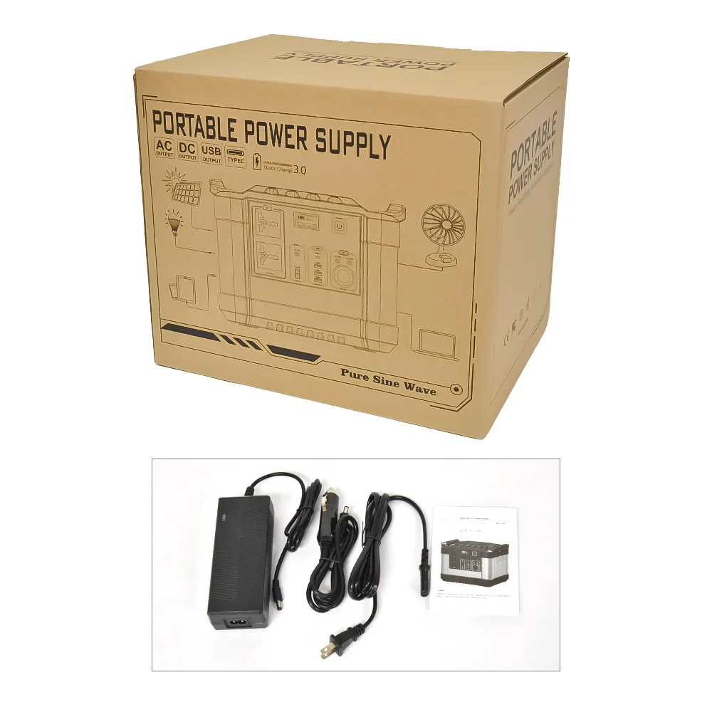 
High Power Energy Storage Power Supply AC DC USB Port Charging 1000W Solar Generator Camping Power System 