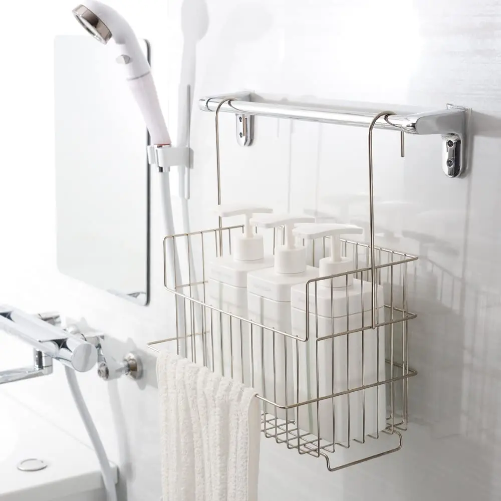 Hot Japanese stainless steel hanging basket large capacity high load-bearing bathroom wall-mounted storage rack storage basket