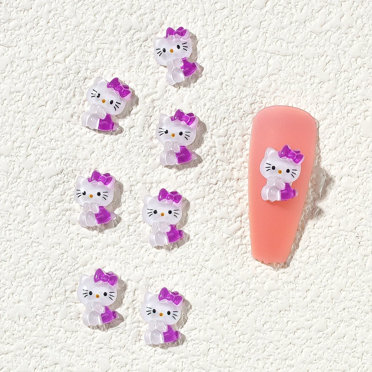 Wholesale  3D Ice Permeable Stereo Hello Kitty Nail Charms Accessories Cartoon  Kawaii  Resin Nail Art