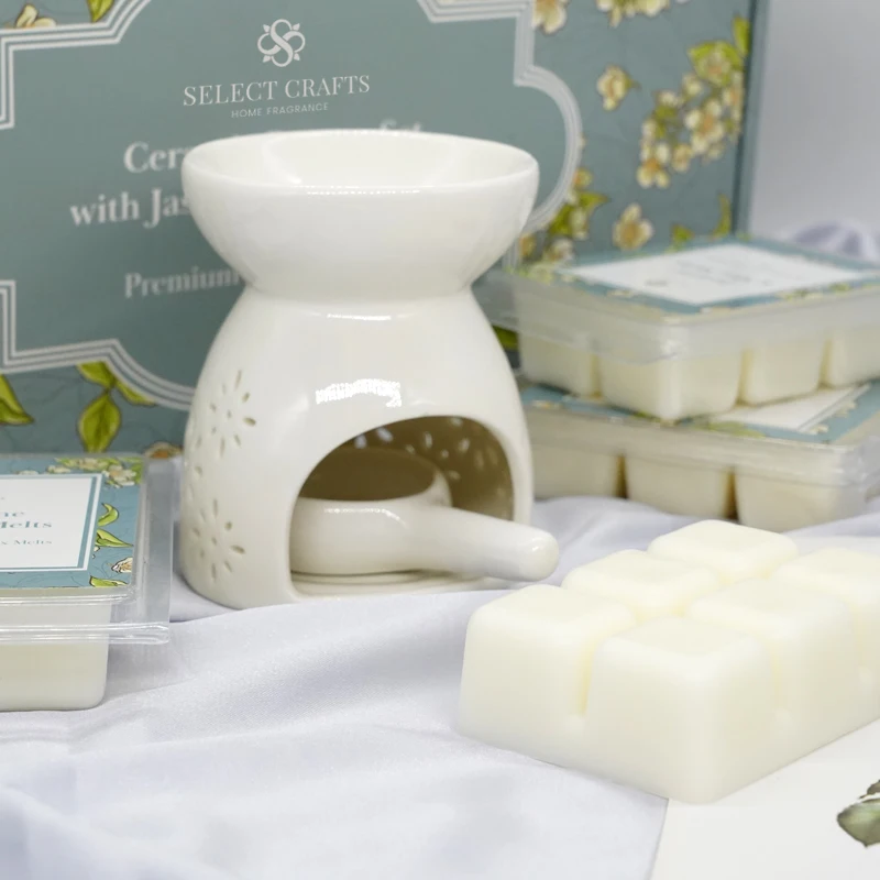 New Design Wholesale Custom Home Decor Incense Ceramic Wax Melt Oil Burner Scented Wax Tablet Gift Set