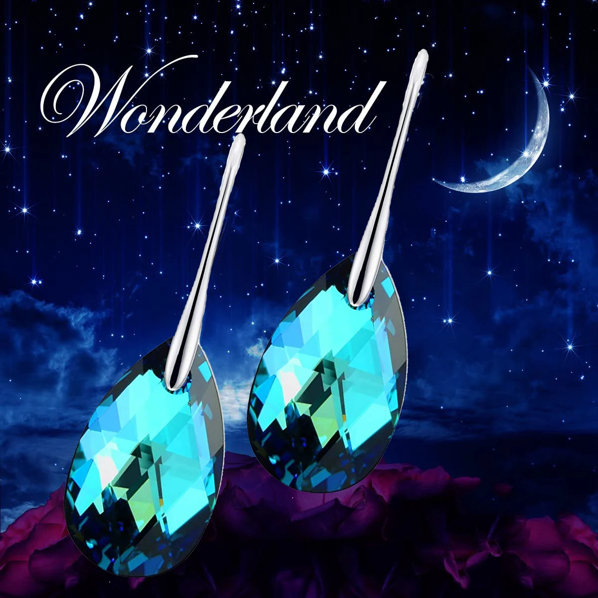 Hermosa Austria  Crystals  Earrings Tears Dangle Hook Earrings 925 Sterling Silver Earrings for Women Jewelry Christmas Gift