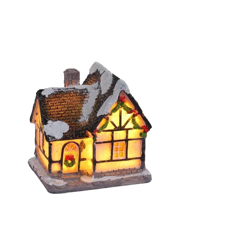 New Design Christmas Decorations Resin Christmas house micro LED Light landscape luminescent house Christmas Ornaments gifts